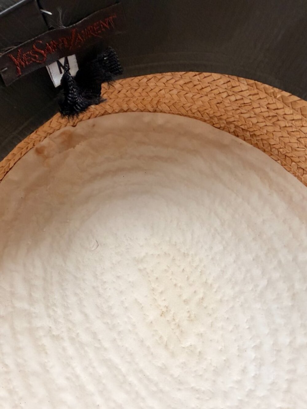 Vintage Yves St. Laurent Straw Boat Hat with Ribbon - Picture 7 of 11